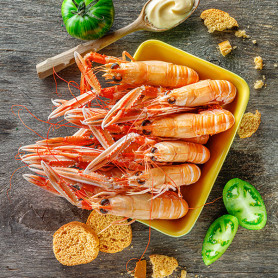 Langoustines triées cuites glacées